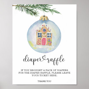 Affiche Branche de sapin avec bulles - tombola des couches