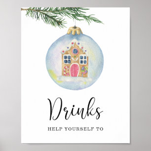 Affiche Branche d'hiver toujours verte - Boissons 