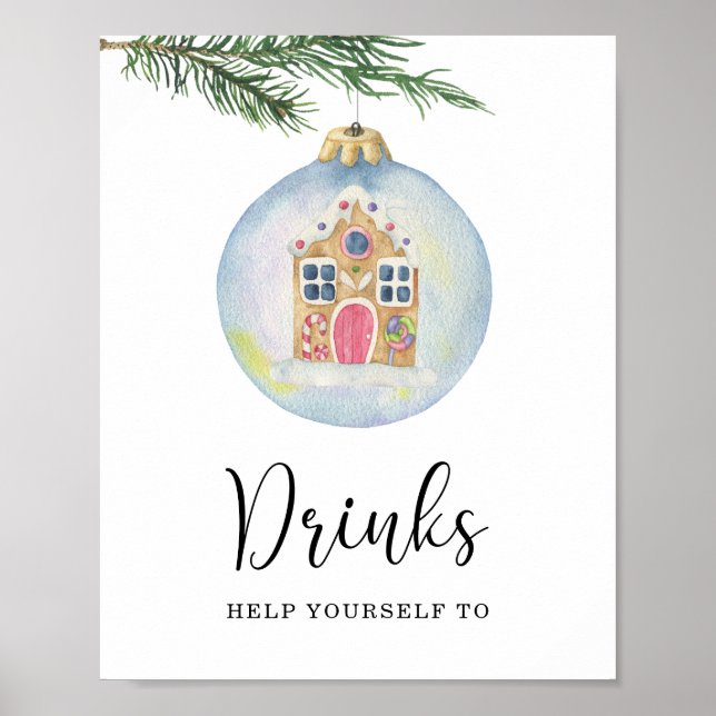 Affiche Branche d'hiver toujours verte - Boissons  (Devant)
