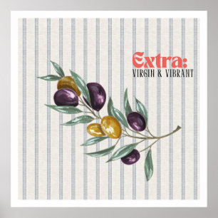 Affiche Branche d'olive méditerranéenne vibrante extra vie