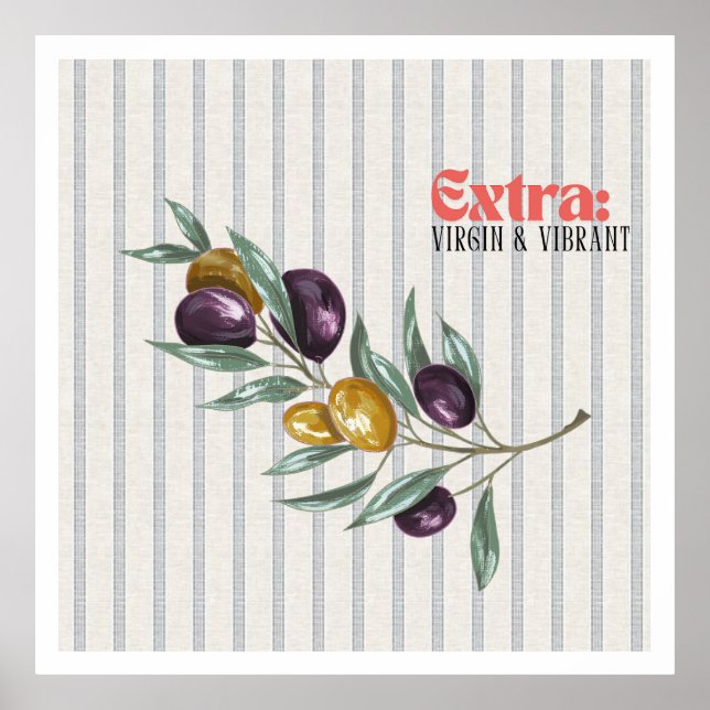 Affiche Branche d'olive méditerranéenne vibrante extra vie (Devant)