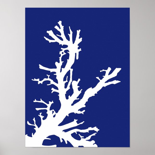 Affiche Branche du corail, bleu marine et blanc (Devant)