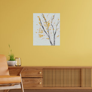 Affiche Branches d'arbres d'automne avec feuilles jaunes