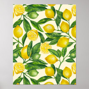 Affiche Branches de citron vert et jaune