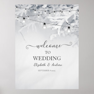 Affiche Branches de mariage sous la neige d'hiver