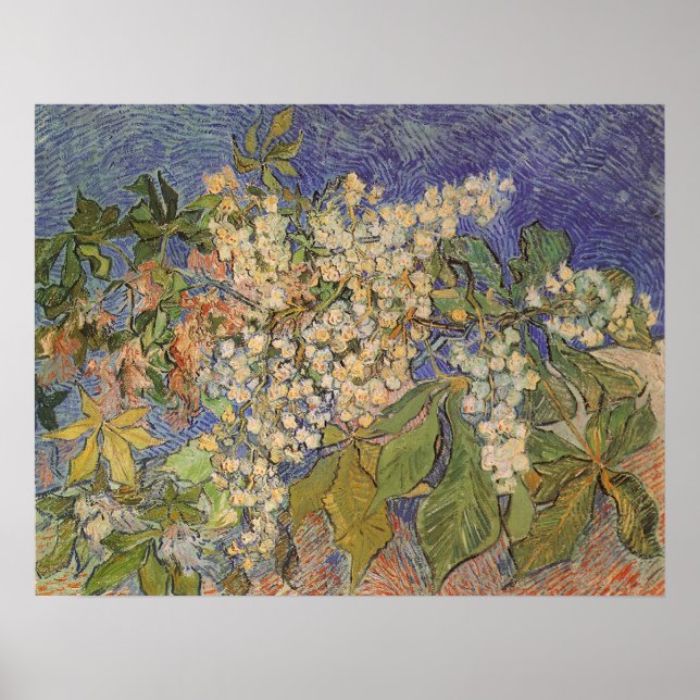 Affiche Branches de marronnier en fleurs par Vincent van G (Devant)