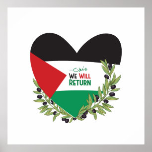 Affiche Branches du drapeau et de l'olivier palestiniens