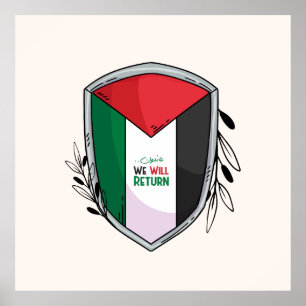 Affiche Branches du drapeau et de l'olivier palestiniens