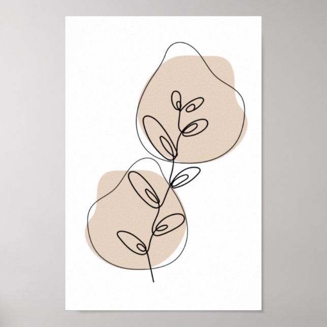 Affiche Branches Et Feuille Line Art (Devant)