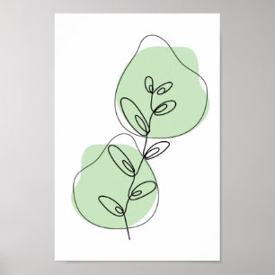 Affiche Branches Et Feuille Line Art
