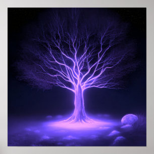 Affiche Branches vides Arbre brillant - Violet
