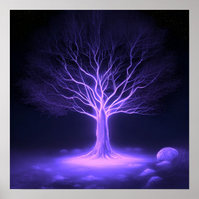 Affiche Branches vides Arbre brillant - Violet (Devant)