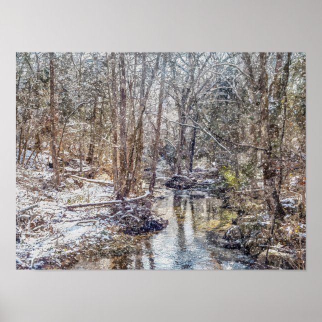 Affiche Branson Fall Creek Neige d'hiver Peinture (Devant)