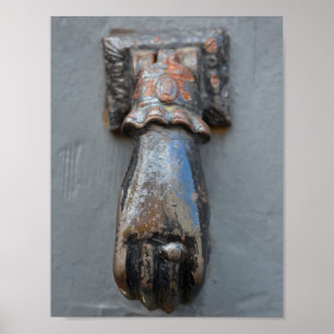 Affiche Brass hand door knocker
