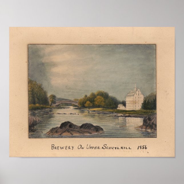Affiche Brasserie sur Upper Schuylkill River Vintage Impri (Devant)