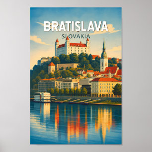 Affiche Bratislava Slovaquie Illustration Voyage Art Rétro