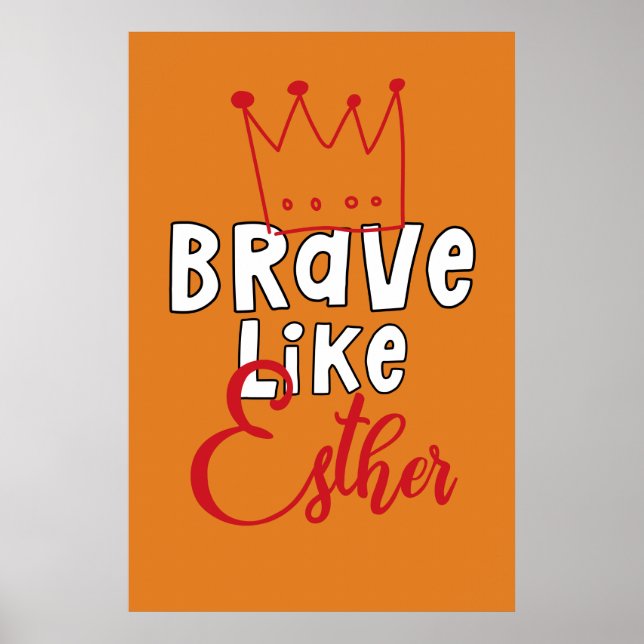 Affiche Brave Like Esther - Inspirant Art Juif Purim (Devant)