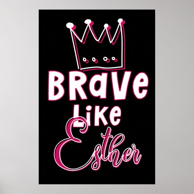 Affiche Brave Like Esther - Inspirant Art Juif Purim (Devant)