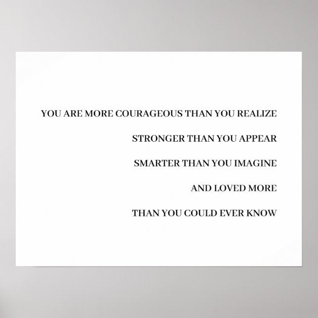 Affiche Braver Stronger Smarter Loved Milne Quote Design (Devant)