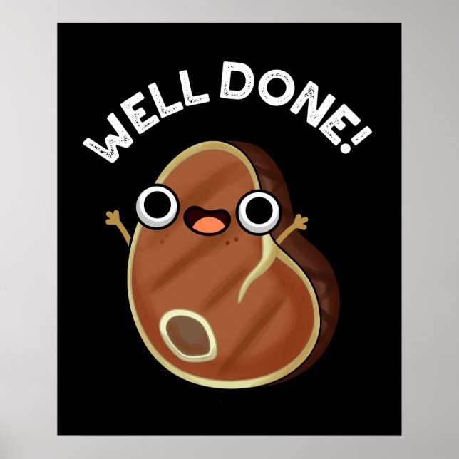 Affiche Bravo Funny Steak Pun Dark BG (Devant)