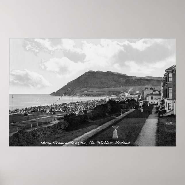 Affiche Bray promenade, Co. Wicklow, Irlande c1905 (Devant)