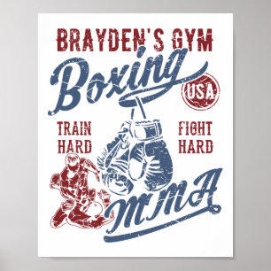 Affiche Brayden's Gym Boxing Mixed martial art Retro Desig
