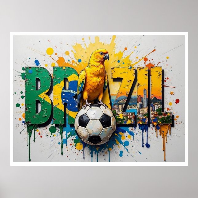 Affiche Brazil Football Citiscape Oil Painting StylePoster (Devant)