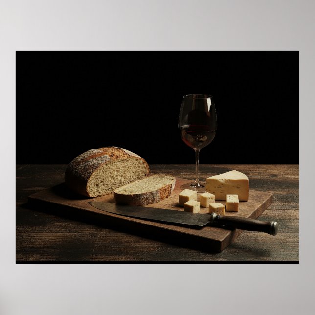 Affiche Bread, Cheese, and Wine (Devant)