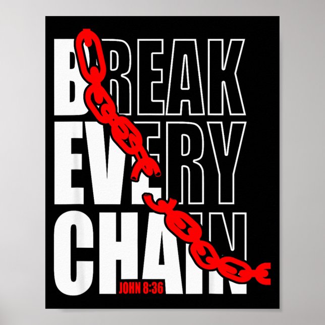 Affiche Break Every Chain _ John 8_36 _ Bible Motivational (Devant)