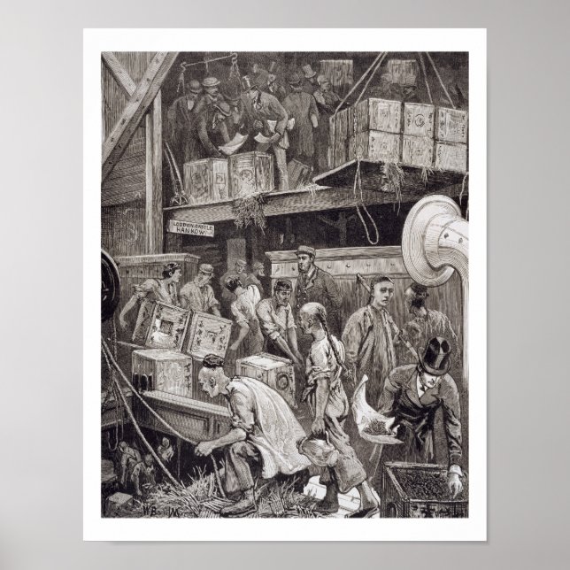 Affiche Breaking Bulk on Board a Tea Ship in the London Do (Devant)