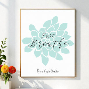Affiche Breathe Green White Yoga cite Zen Floral