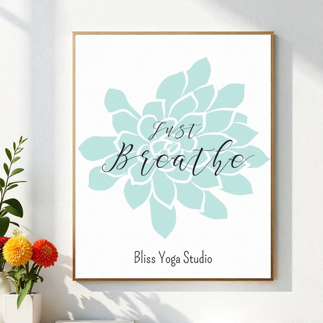 Affiche Breathe Green White Yoga cite Zen Floral (Créateur téléchargé)