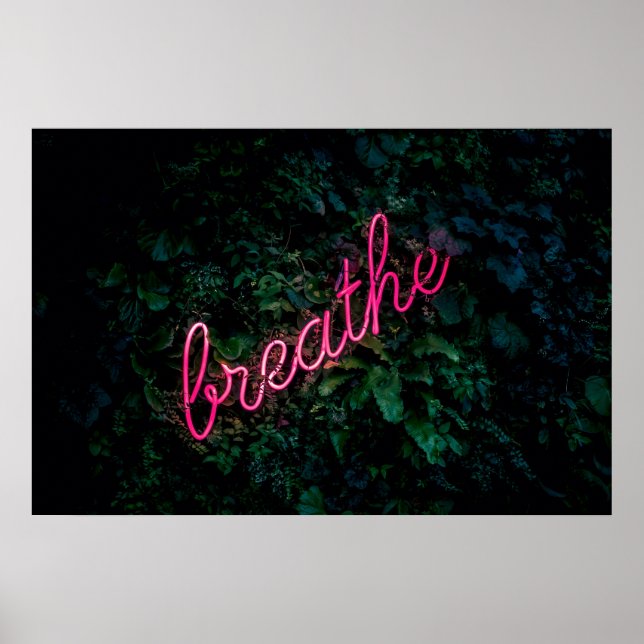 AFFICHE "BREATHE" ROSE NEON LIGHT SIGN (Devant)