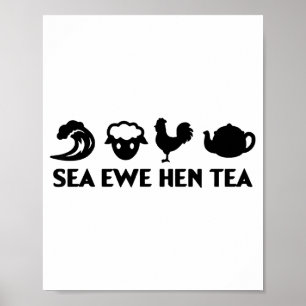 Affiche Brebis de mer Poule Thé Drôle Blague Citation Homm