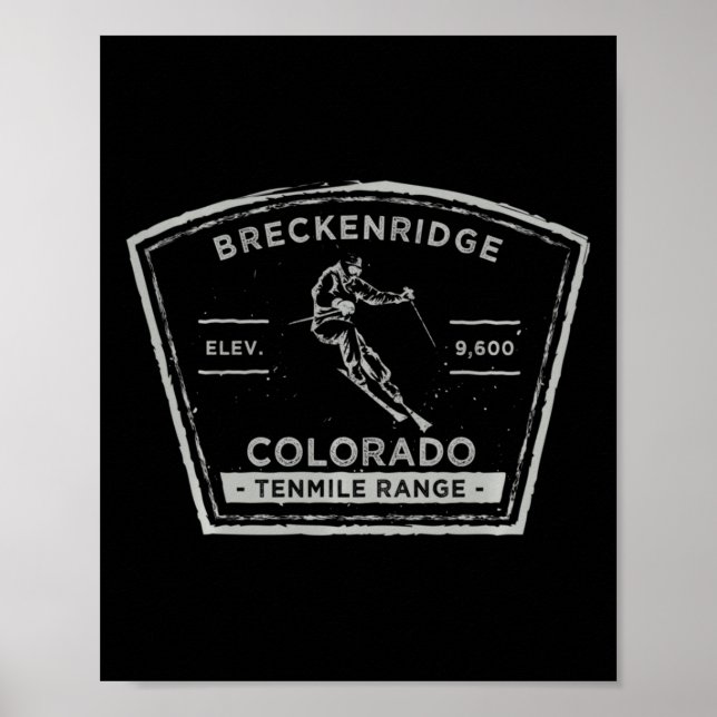 Affiche Breckenridge Colorado manches longues ski de neige (Devant)