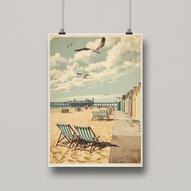 Affiche Breezy Days in Brighton – British Seaside Coastal  (Créateur téléchargé)