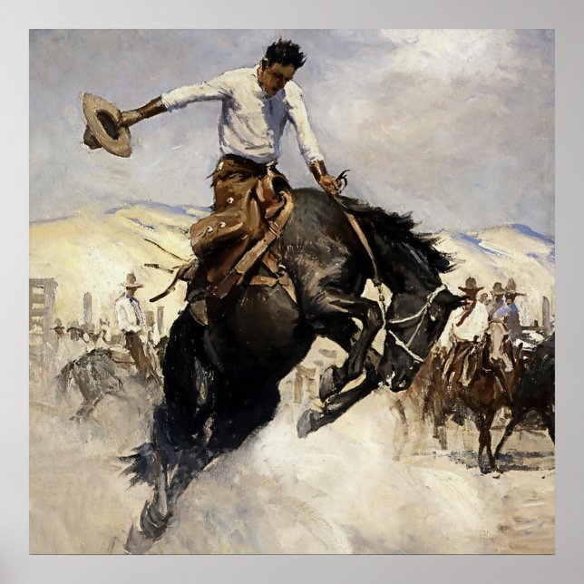 Affiche Breezy Riding Western Art by WHD Koerner (Devant)