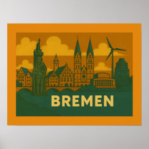 Affiche Brême Allemagne Ville Art