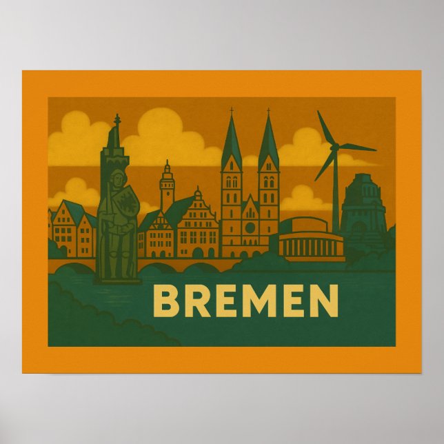 Affiche Brême Allemagne Ville Art (Devant)