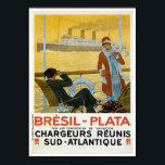 Affiche Bresil Brazil - Plata Vintage Ship Advertisement<br><div class="desc">Bresil Brazil - Plata Navire Vintage Annonce Ocean Liners - Passenger Ships - Steamship Bresil - Plata / Par Les Compagnies De Navigation / Chargeurs Reunis Sud - Atlantique affiche de voyage vintage promouvant le voyage de passagers en Amérique du Sud via l'Océan Atlantique. Parcourez notre ensemble de plus de...</div>