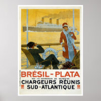 Bresil Brazil - Plata Vintage Ship Advertisement