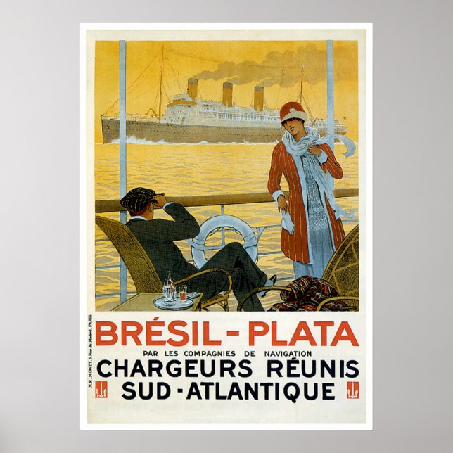 Affiche Bresil Brazil - Plata Vintage Ship Advertisement (Devant)
