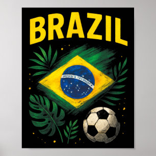 Affiche Brésil Drapeau Brésilien Brasil Football Footbyll