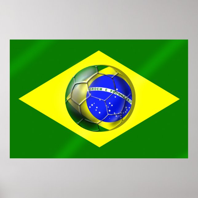 Affiche Brésil : drapeau brésilien de football de Brasil F (Devant)