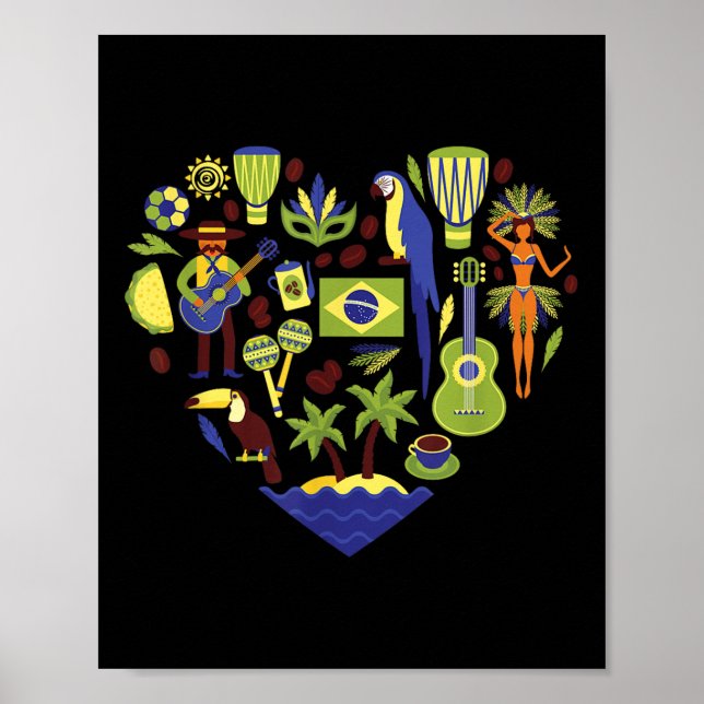 Affiche Brésil Heartbeat Beach Drapeau culturel Displa (Devant)