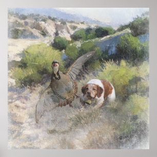 Affiche Bretagne Espagnol chasse perdrix chukar, Art