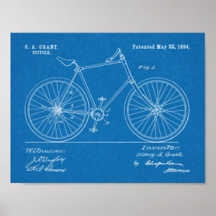 Affiche Brevet 1894 Bicyclette de lecteur sans chaîne sans