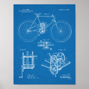 Affiche Brevet 1900 de conception de vélos à grande vitess