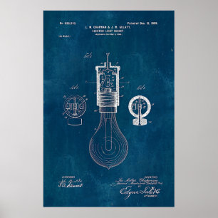 Affiche Brevet à bulle à lumière Blueprint