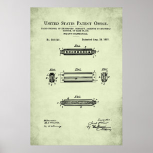 Affiche Brevet américain - Harmonica